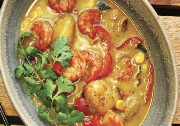 Green thai prawn curry